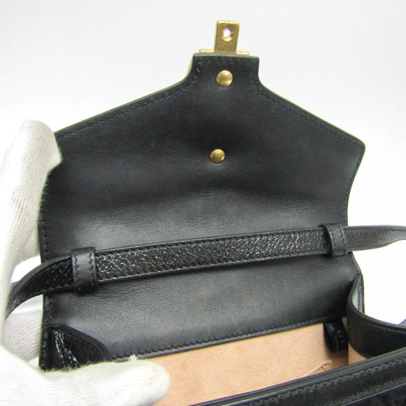 GUCCI Black Leather Sylvie Shoulder Bag - Picture 9 of 12